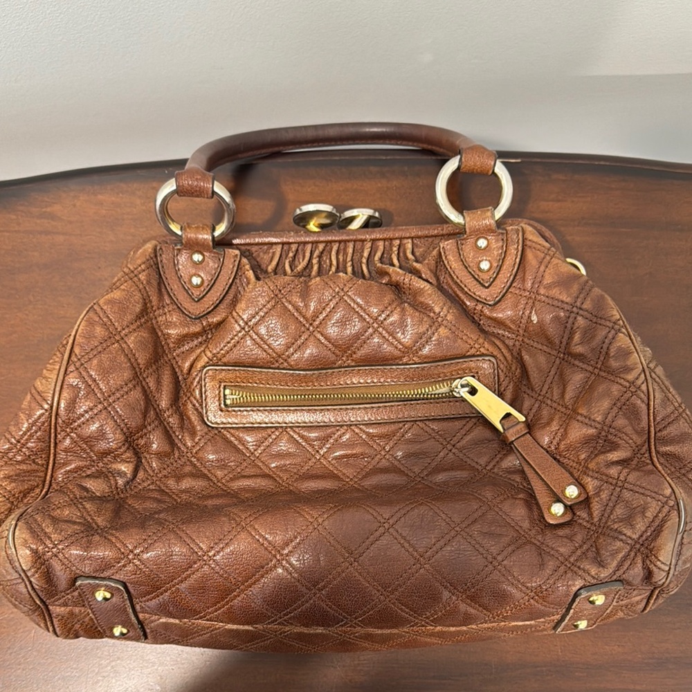 Marc Jacobs Brown and Gold Quilted Shoulder Bag